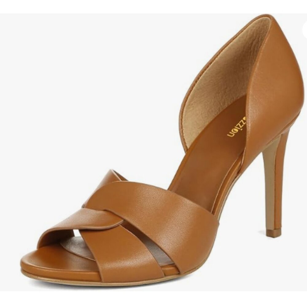 Pazzion Brown Open Almond Toe High Heeled Slip On Two Pieces Sandals